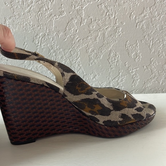 VIA SPIGA Leopard Slingback Peeptoe Wedges 8 - Picture 6 of 9